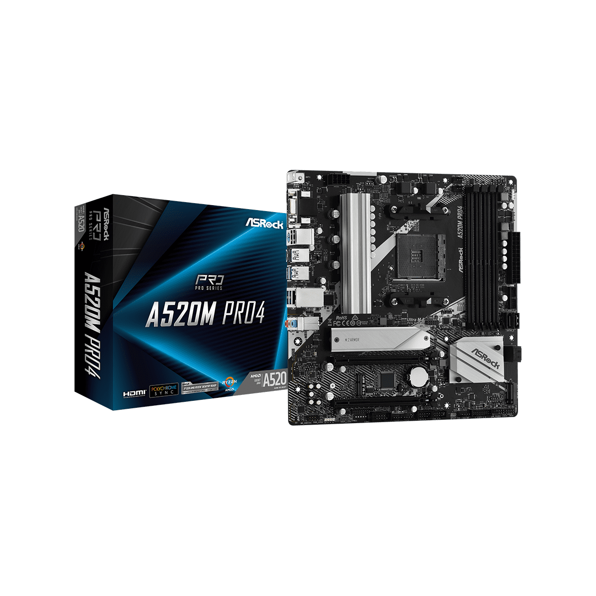 ASRock Socket AM4 AMD A520 MicroATX マザーボード