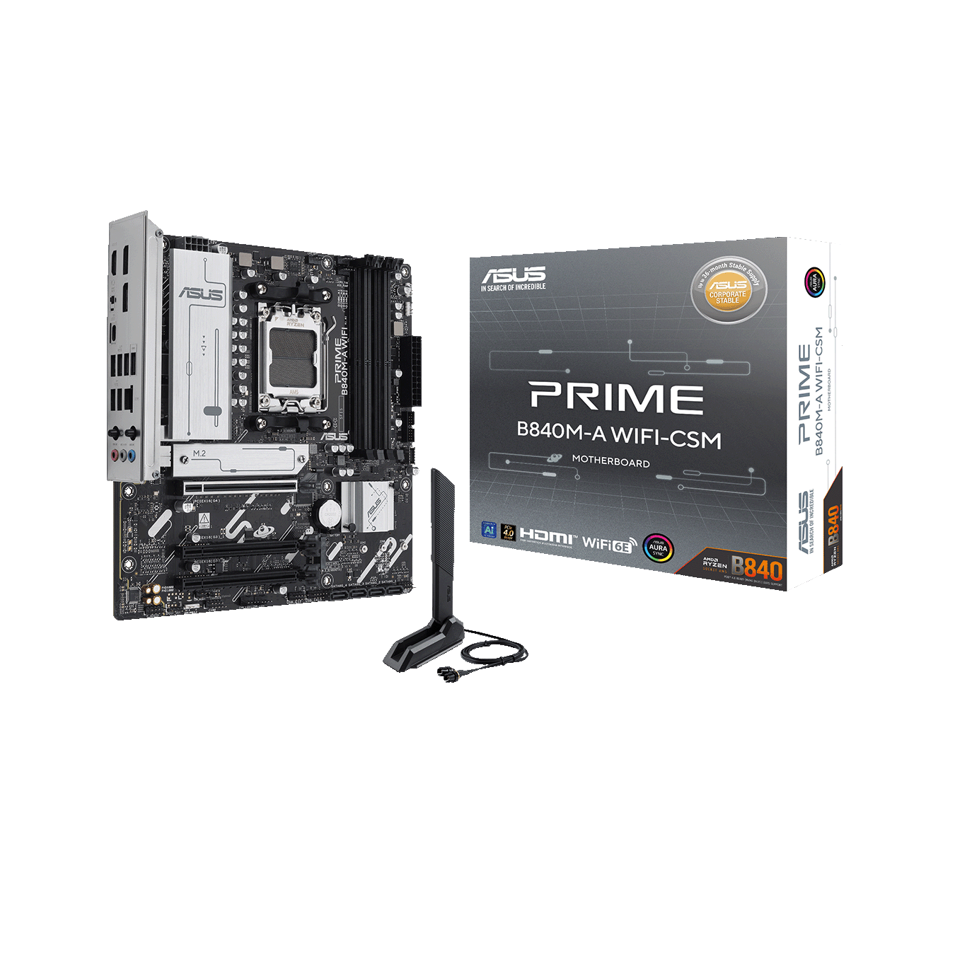 ASUS(エイスース) Socket AM5 AMD B840 MicroATX WiFi+Bluetoothモジュール付属 マザーボード PRIME B840M-A WIFI-CSM