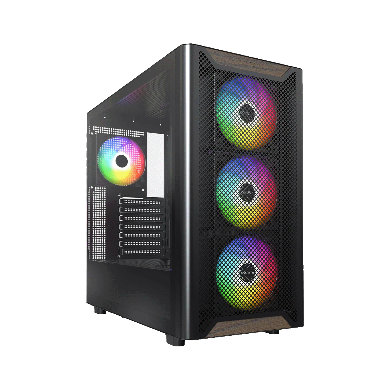 MONTECH (モンテック) XR WOODシリーズ ATXマザーボード対応 フロントウッドプレート・メッシュフィルター・ガラスパネル(左サイド)採用 タワー型PCケース (ブラック)