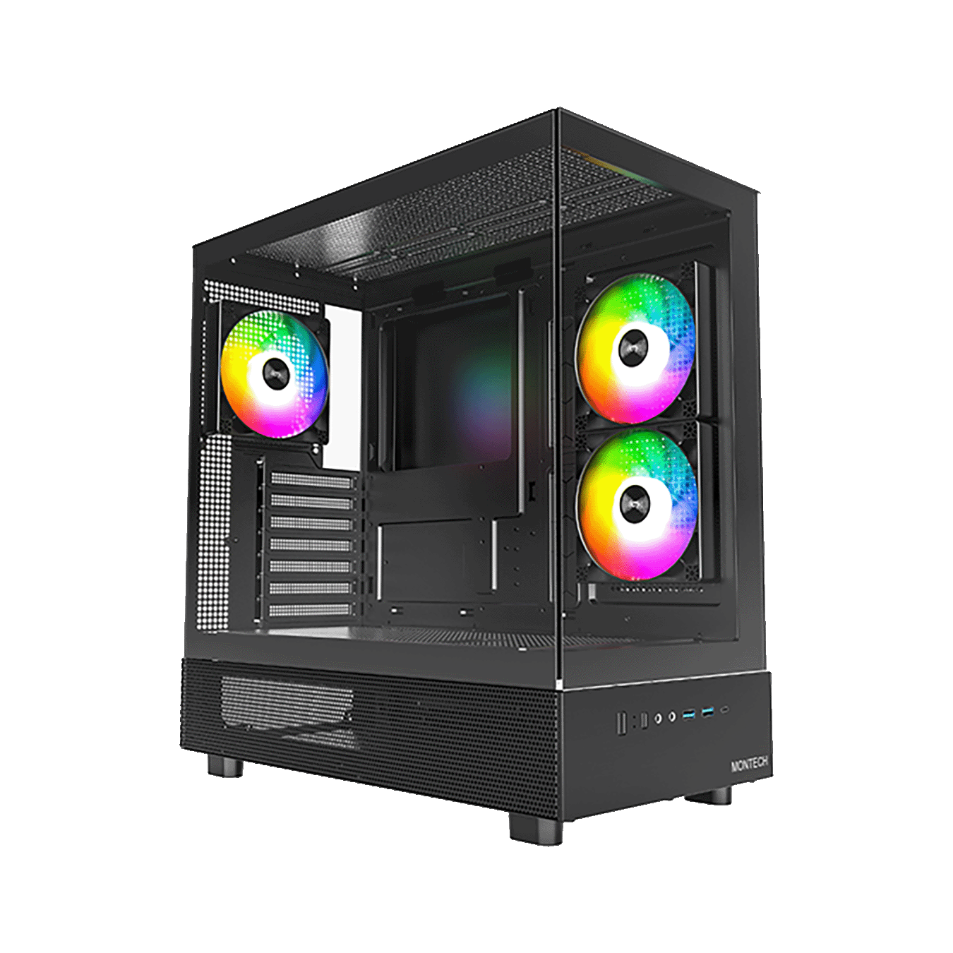 MONTECH XRシリーズ ATXマザーボード対応 ガラスパネル(フロント・左サイド)採用 ピラーレス PCケース (ブラック)
