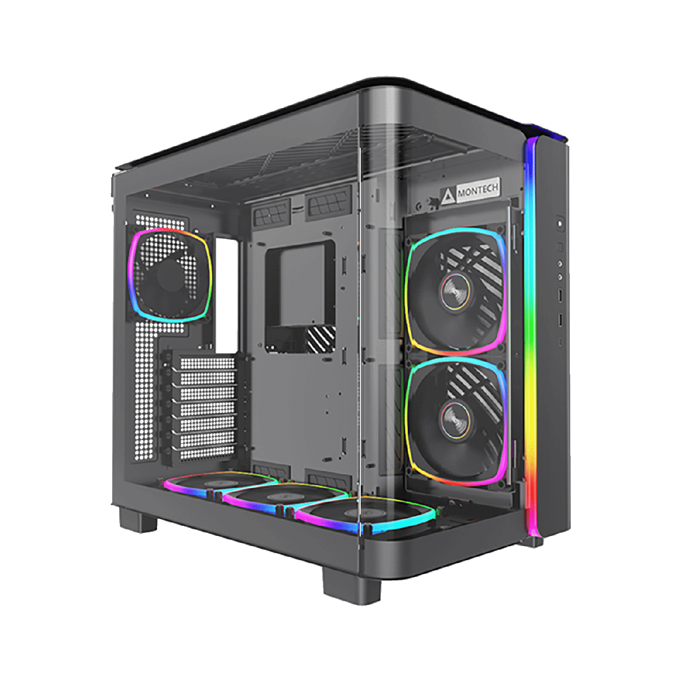 MONTECH KING 95 PROシリーズ ATXマザーボード対応 ガラスパネル(フロント・左サイド)採用 曲面ピラーレスPCケース (ブラック)