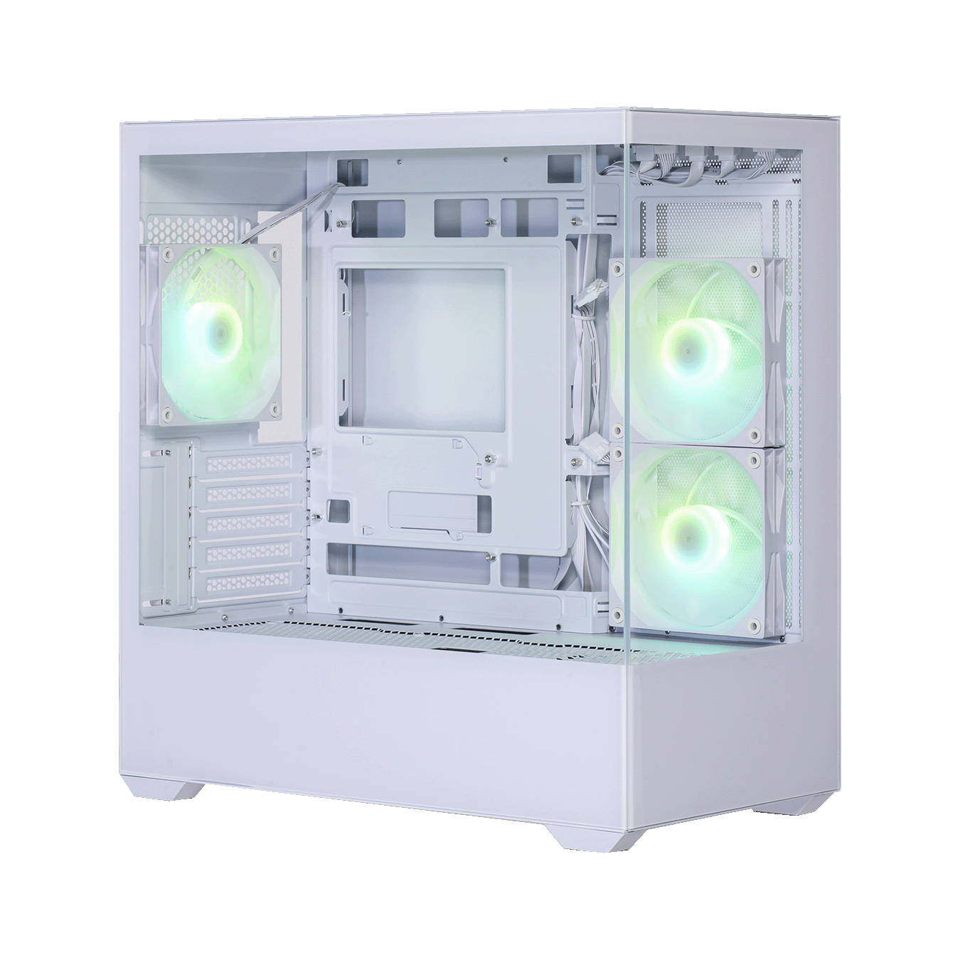 玄人志向 KRC-mT01シリーズ Micro ATXマザーボード対応 ガラスパネル(フロント・左サイド)採用 ARGBファン搭載 ピラーレスPCケース (ホワイト)