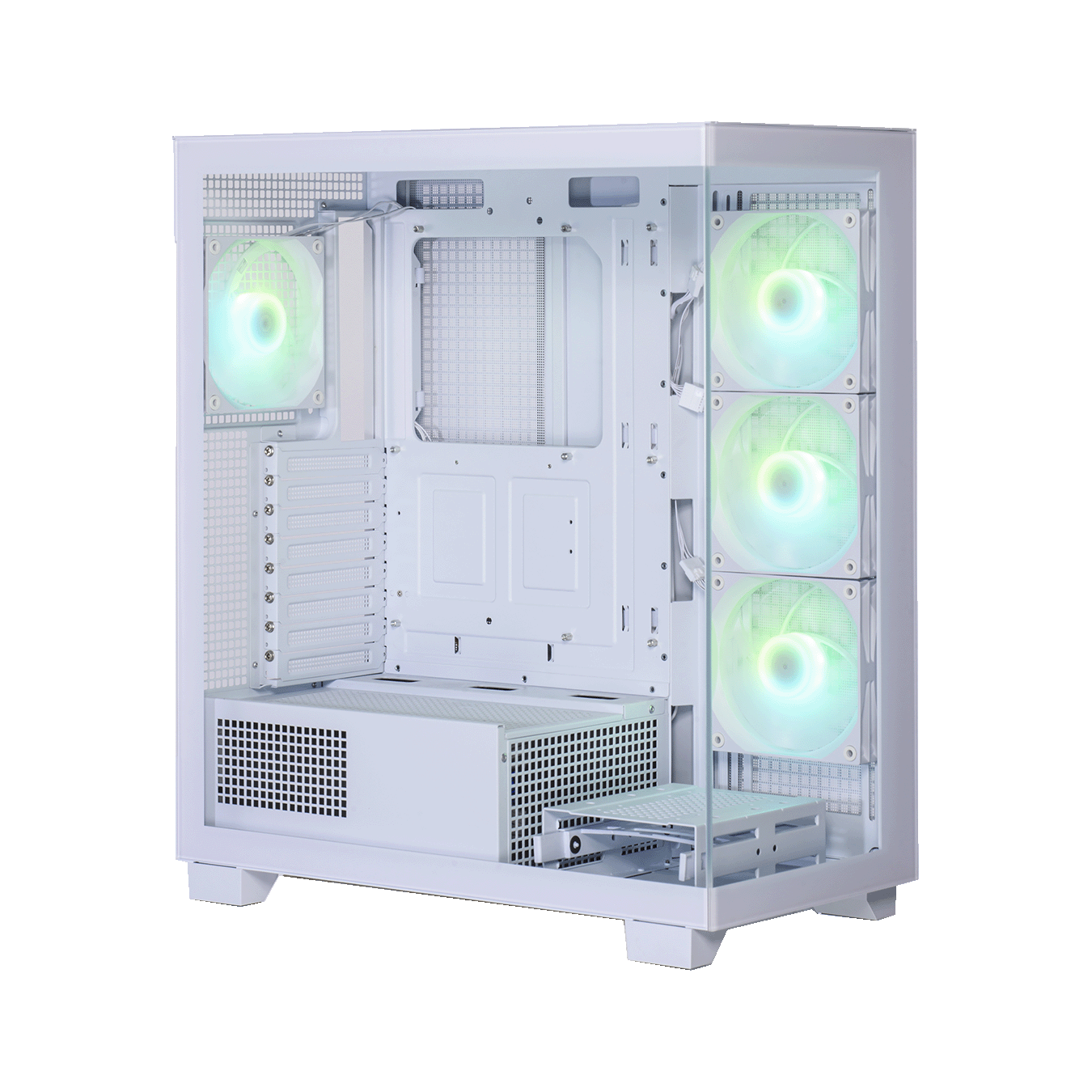玄人志向 KRC-AT01シリーズ ATXマザーボード対応 ガラスパネル(フロント・左サイド)採用 ARGBファン搭載 ピラーレスPCケース (ホワイト)