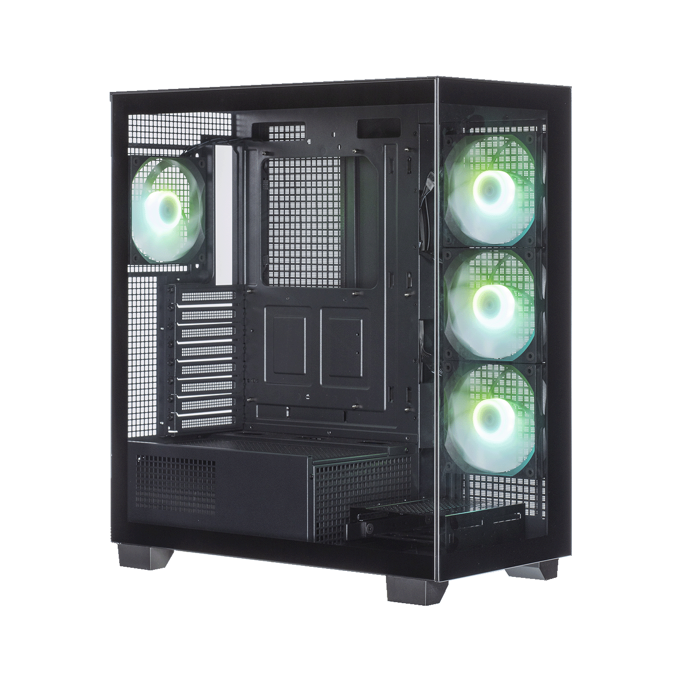 玄人志向 KRC-AT01シリーズ ATXマザーボード対応 ガラスパネル(フロント・左サイド)採用 ARGBファン搭載 ピラーレスPCケース (ブラック)